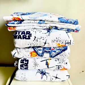 RARE 2 Full Sets Organic Pottery Barn Star Wars MILLENIUM FALCON Flannel Sheets